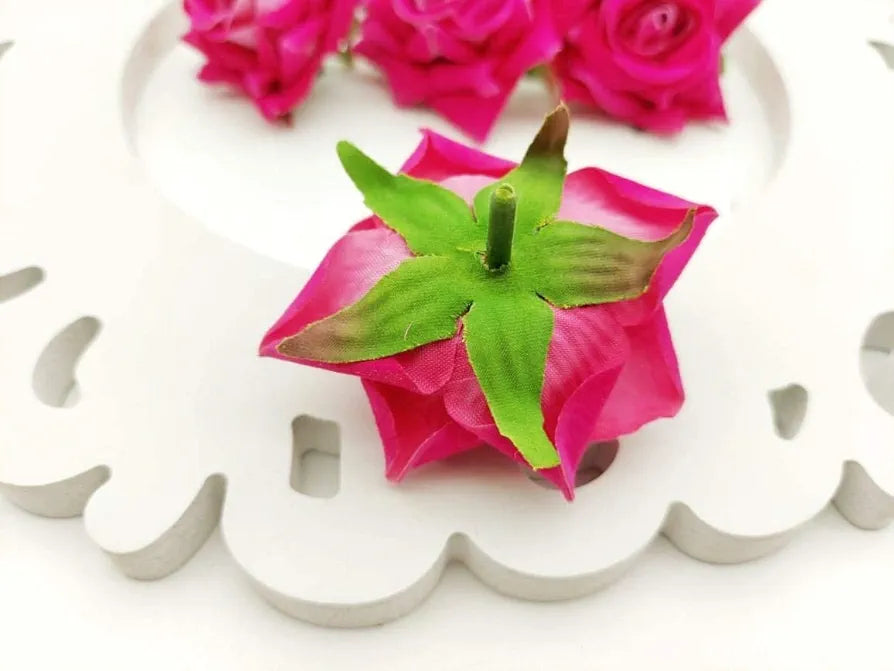 SATYAM KRAFT 12 Pcs Artificial Velvet Rose Flowers | Fake Floral Decoration for Ganesh chaturthi, Home, Janmashtami, DIY Craft, Room Decor, Festival & Gift Items